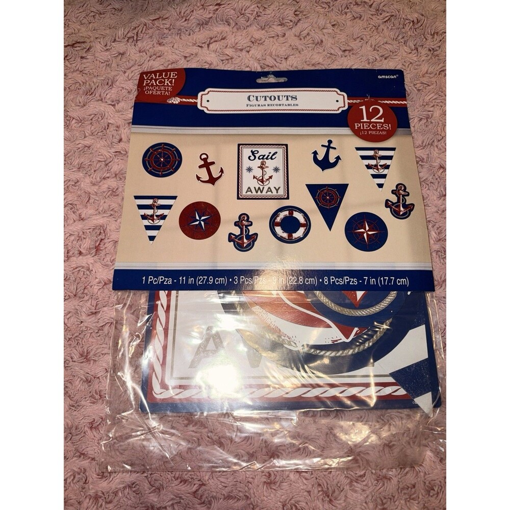 Nautical Cutouts 12pc Pack Party Celebration Various Prints & Sizes Sea Ocean